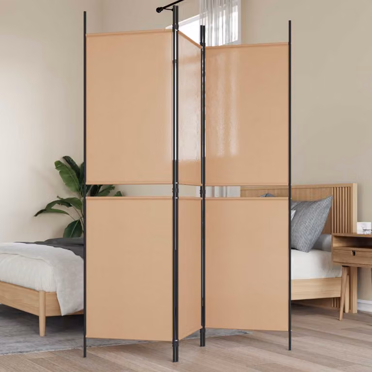 Paravento a 3 pannelli vidaXL in tessuto beige con struttura in metallo L: 150 cm, H: 180 cm