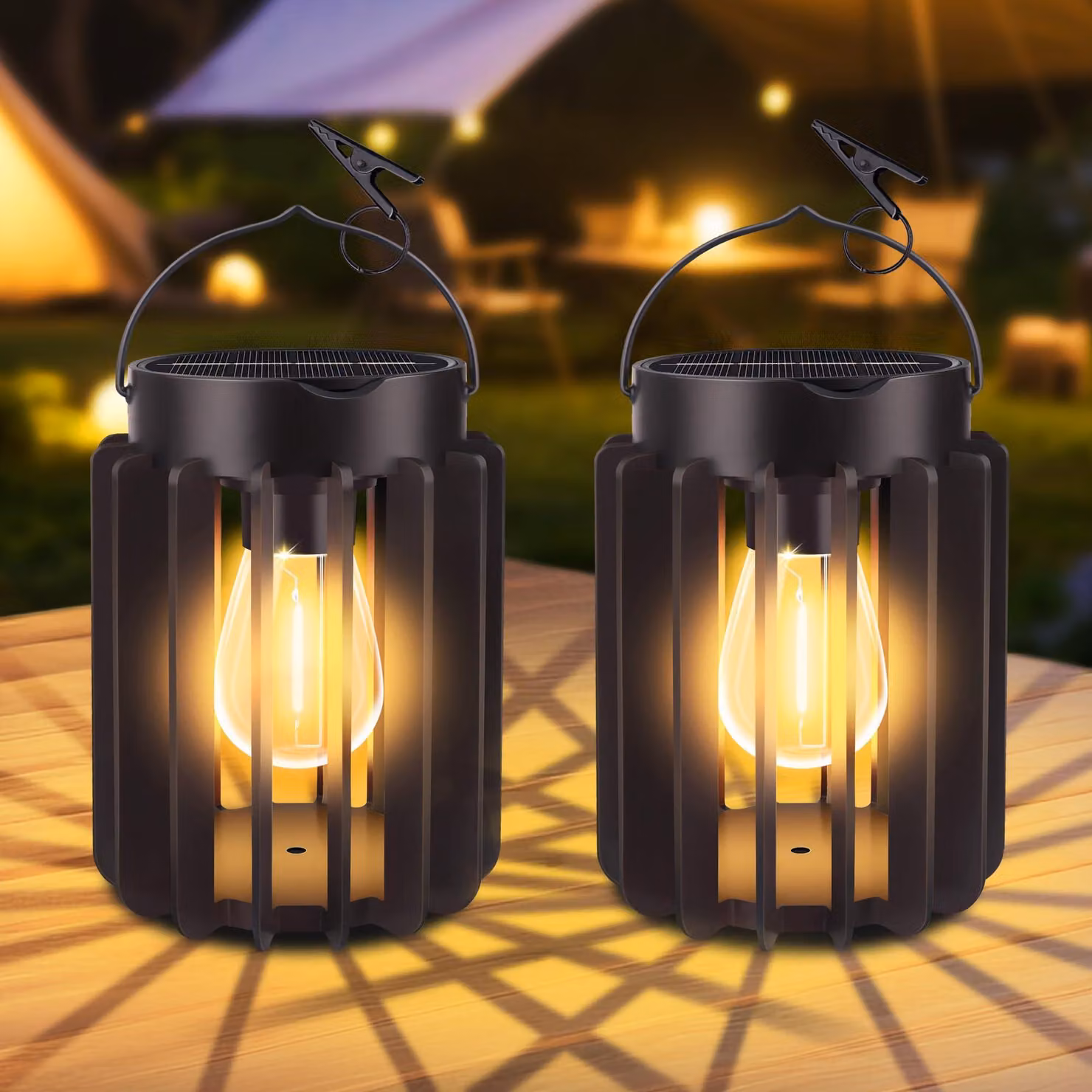 Lampada da esterno per giardino, 2 pezzi, stile retrò, luce bianco caldo, LED solare, impermeabile