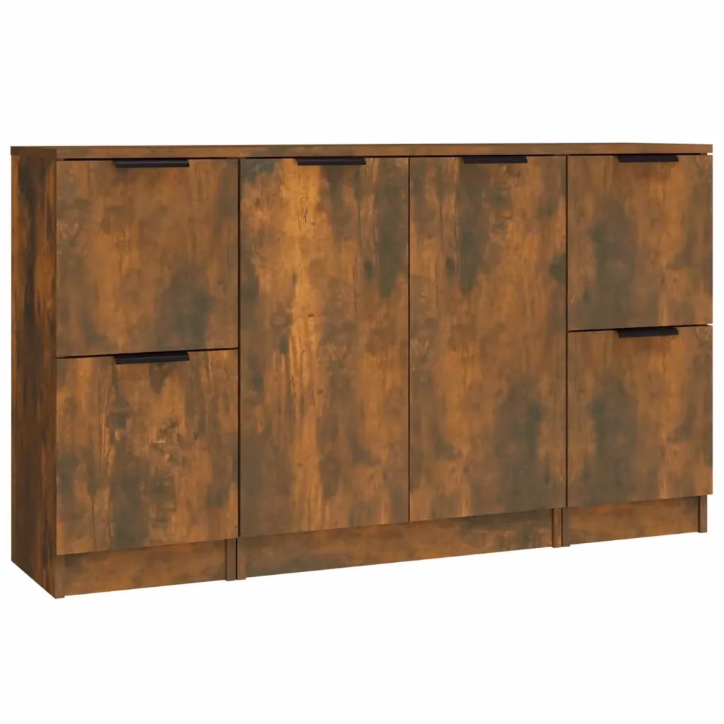 Set di 3 credenze vidaXL in legno multistrato color rovere fumo, design minimalista da appendere al muro per la tua sala da pranzo – 2