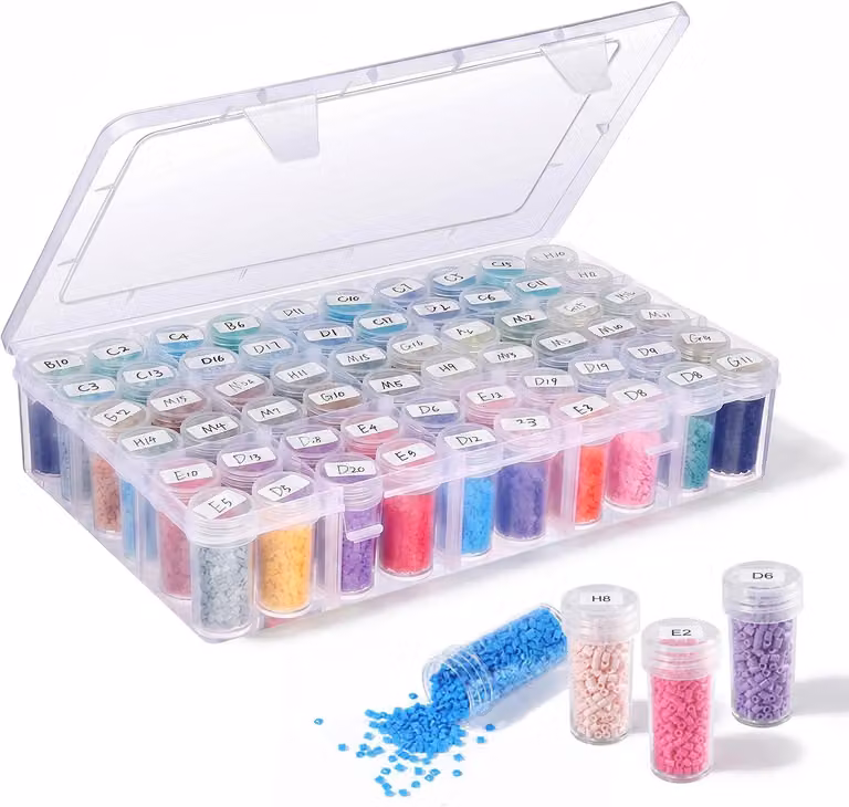 Contenitore per la pittura a diamante, con 60 scomparti, set da 15 pezzi, organizer per perline