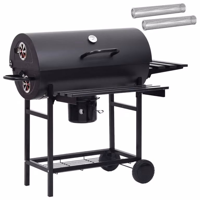 Griglia per barbecue con ruote e ripiani, confezione da 3 pezzi, dimensioni 115 x 85 x 95 cm, realizzata in metallo