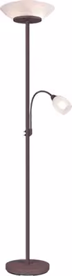Lampada Piantana Trio Leuchten con 2 Luci per Lettura, Colore Ruggine e Diffusore Bianco