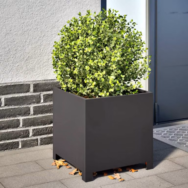 Set di 2 fioriere da giardino vidaXL in acciaio nero, L/P/H: 40 x 40 x 40 cm