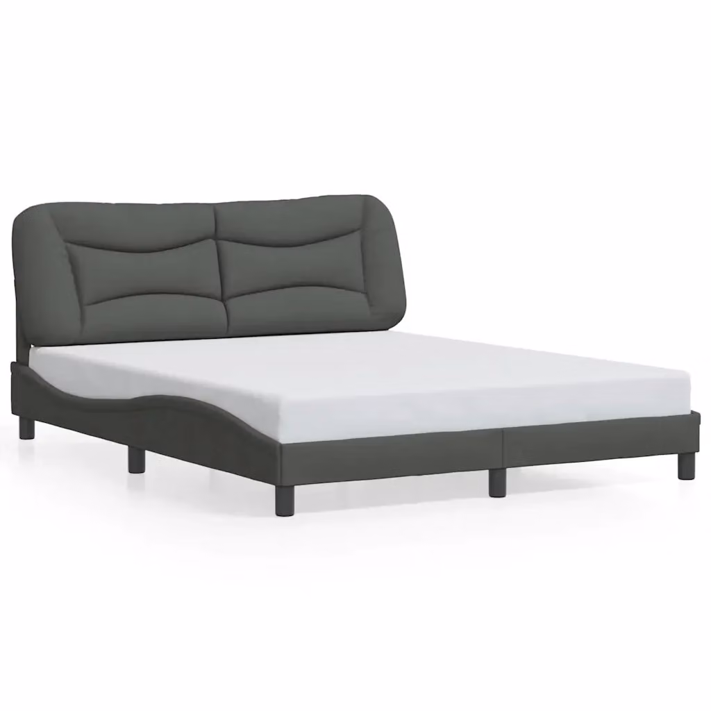 Giroletto senza materasso vidaXL Hvar moderno in tessuto grigio con doghe in legno 160x200 cm – 2