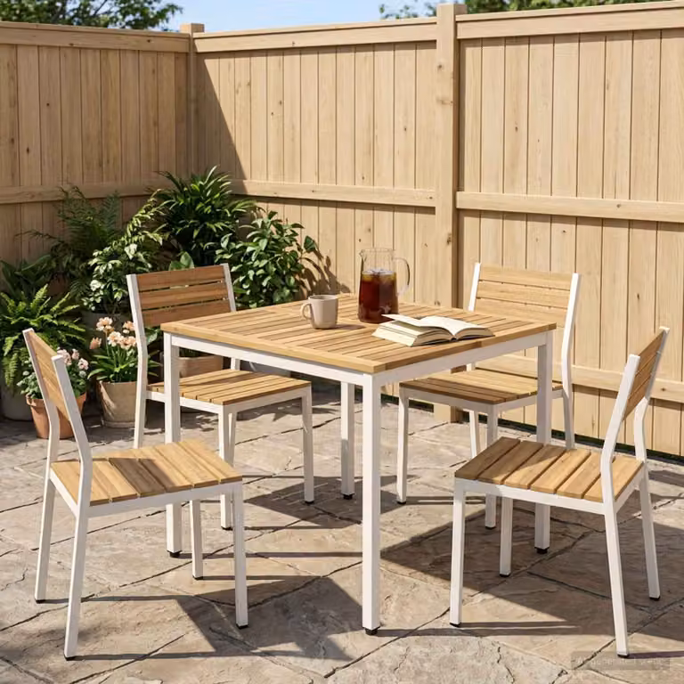 vidaXL Tavolo da giardino in legno di acacia bianco L: 80 cm, P: 80,5 cm, H: 75 cm