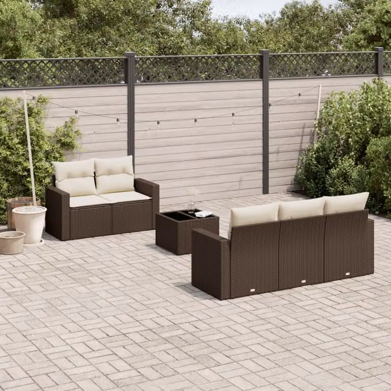 Maison Exclusive - Set Divano da Giardino 6 pz con Cuscini Marrone in Polyrattan