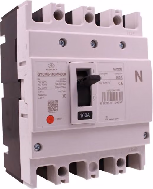 Interruttore Magnetotermico Industriale Scatolato MCCB Mitepek 160A 4 Poli 3P+N Grigio