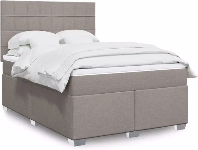 Letto Ibrido vidaXL con Materasso e Illuminazione Sotto il Letto, L/P: 140 x 200 cm, Colori Beige, Bianco e Grigio
