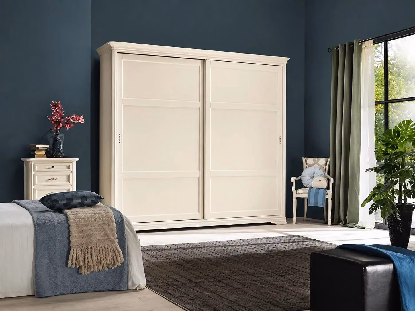 Armadio shabby chic in legno massello con 2 ante scorrevoli Mobili 2G L/P/H: 280 x 65 x 250 cm – 2