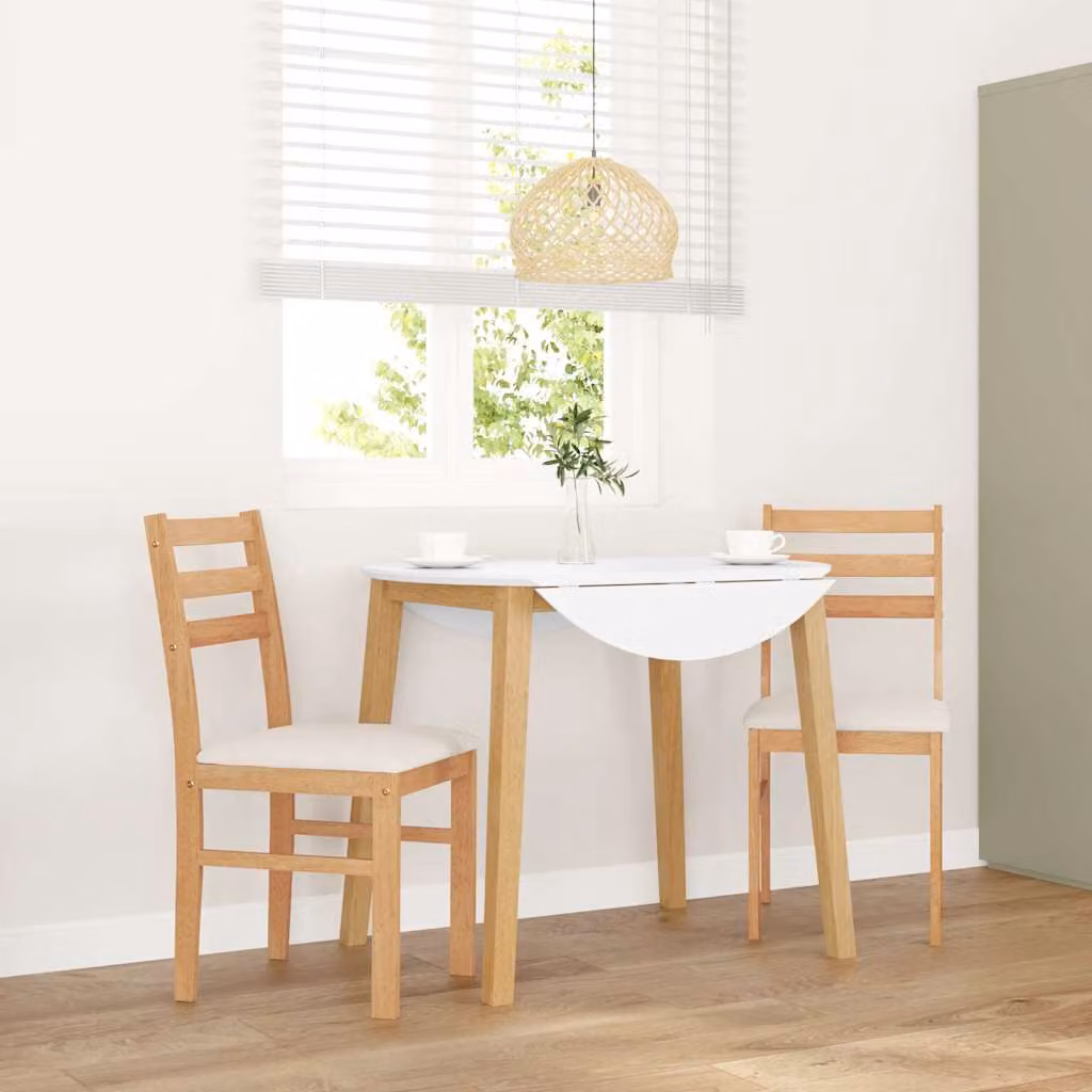 Set di 2 sedie da pranzo vidaXL in legno massello di Hevea con cuscini in tessuto, disponibili in marrone o bianco