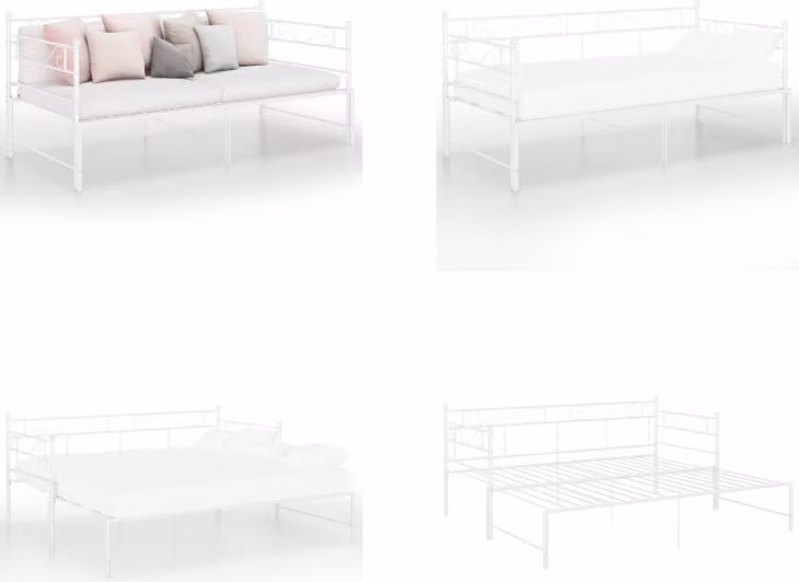 vidaXL Struttura per divano letto allungabile in metallo bianco 90x200 cm - Struttura per divano letto - Telai per divano letto - Divano letto - Divano con letto estraibile