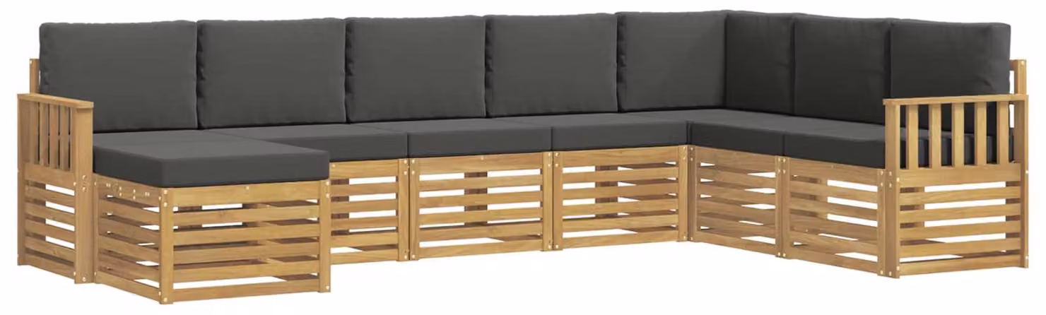 Set di divani da esterno, 8 pezzi, bianco e antracite