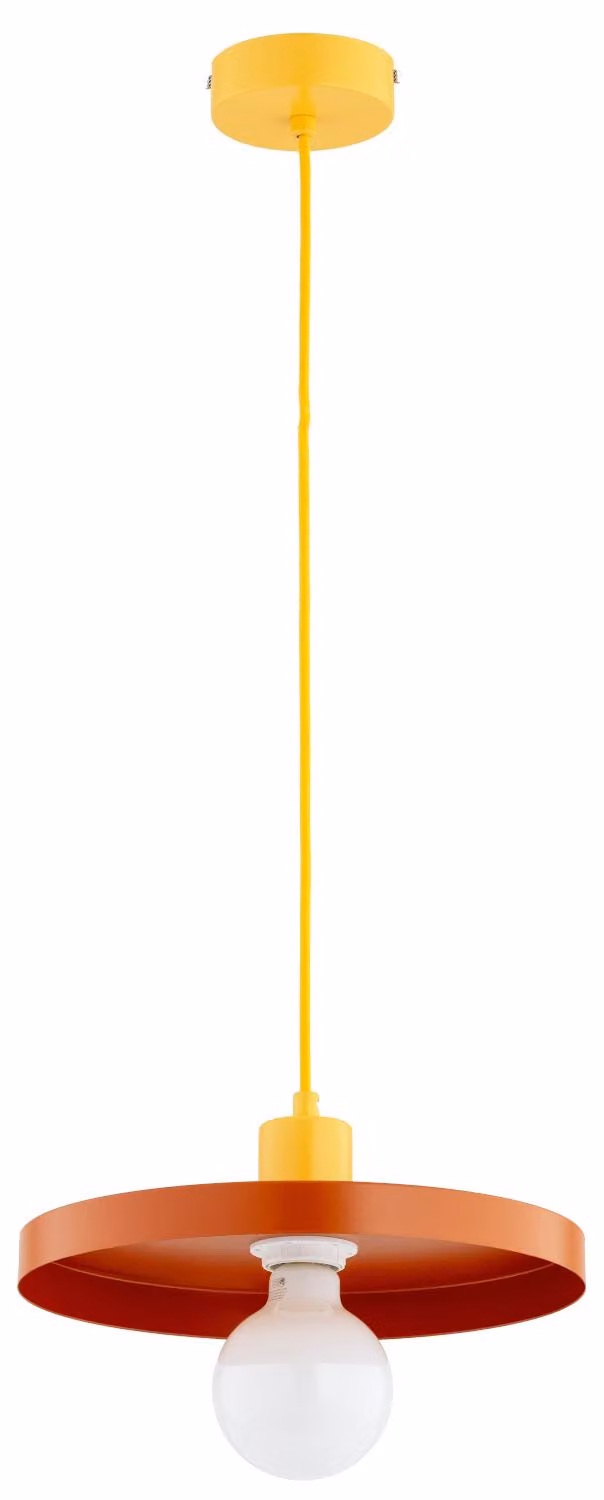 Lampada a sospensione a disco piatto LITO giallo-arancione 1xE27x15W in metallo, dimensioni: 80x30x30 cm, IP20, Alfa
