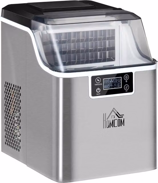Macchina per cubetti di ghiaccio, 20 kg/24h, capacit¨¤ 2,3 L, con serbatoio dell'acqua da 3,2 L, programma di pulizia automatico, acciaio inox, 25,2