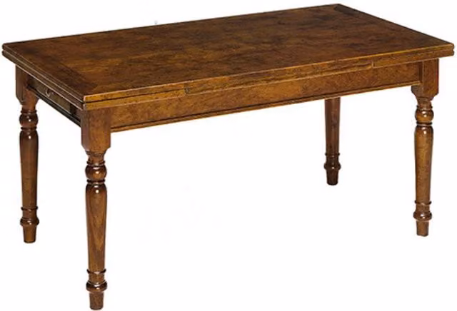 Tavolo allungabile rettangolare in legno massello di noce color marrone Mobili 2G L: 120 cm, P: 88 cm, H: 78 cm