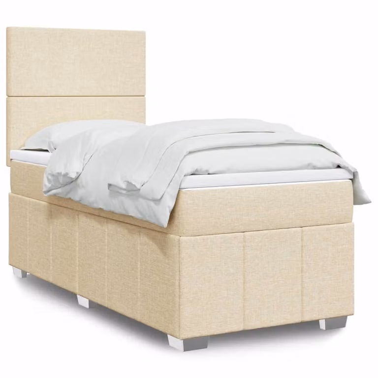 vidaXL Letto Ibrido con Giroletto a Molle e Materasso a Tasche Beige e Bianco L/P: 100 x 200 cm