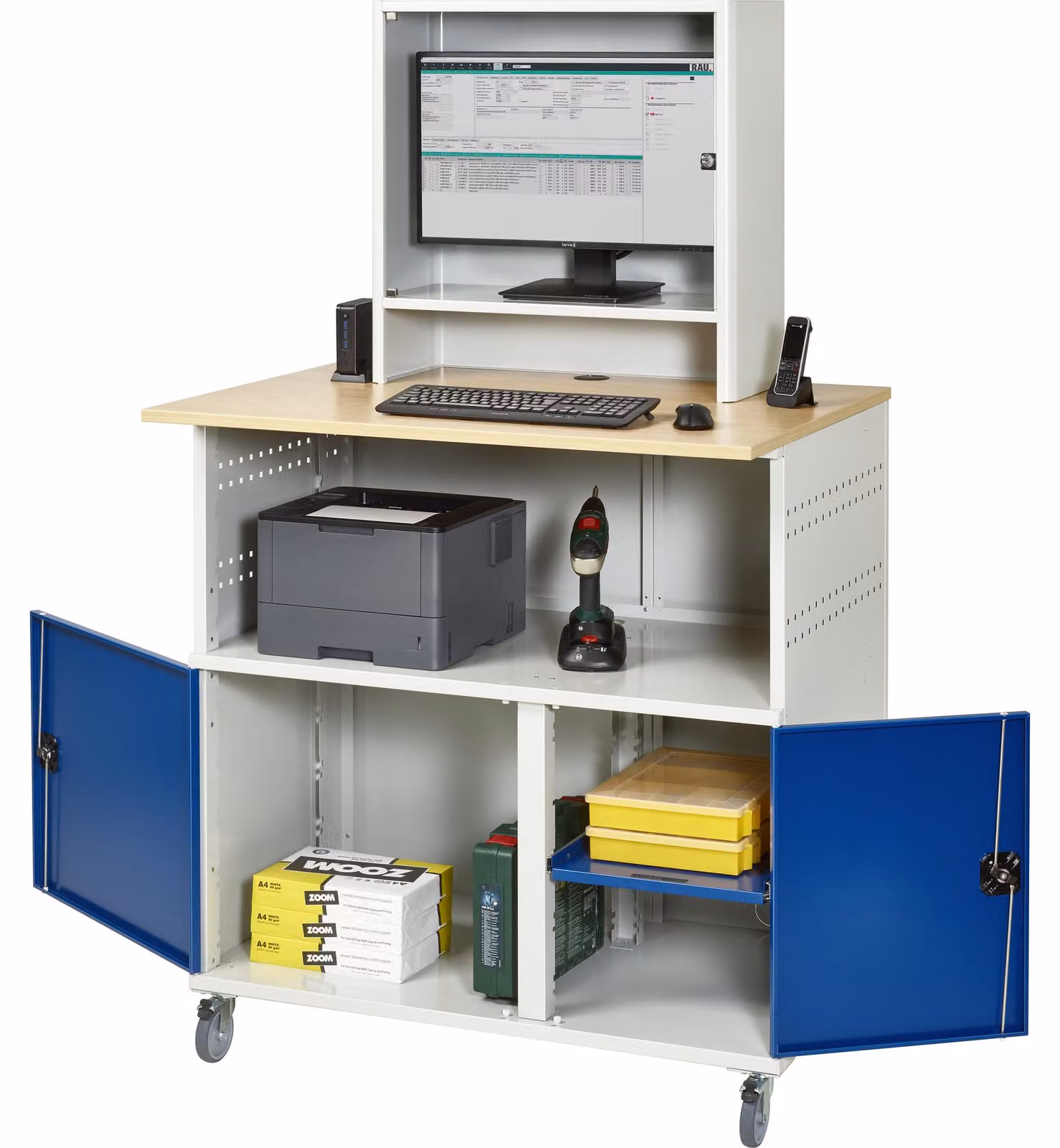Tavolo PC mobile con alloggiamento per monitor
