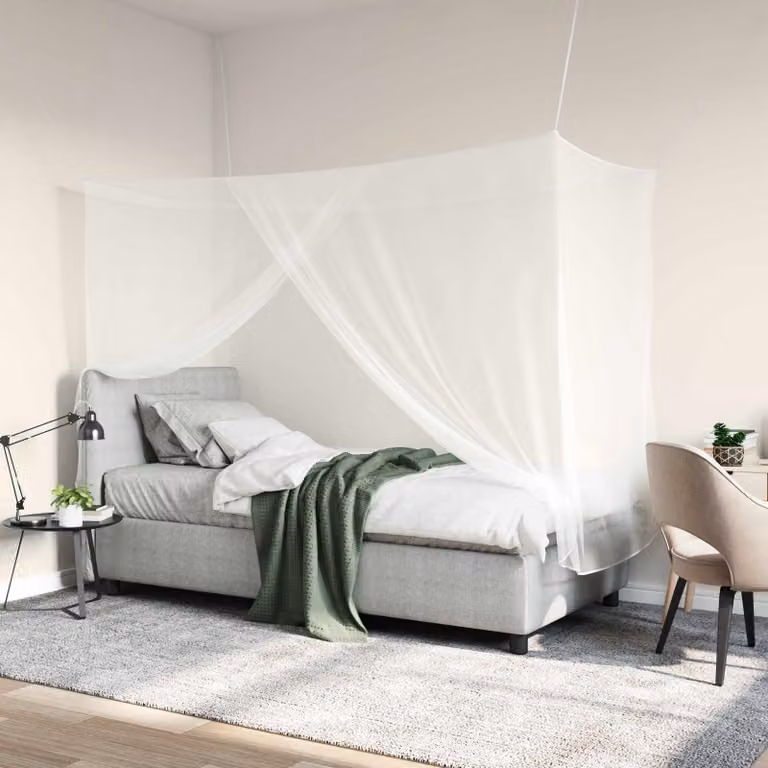 Set di 3 reti per zanzare per letto vidaXL in poliestere bianco per adulti