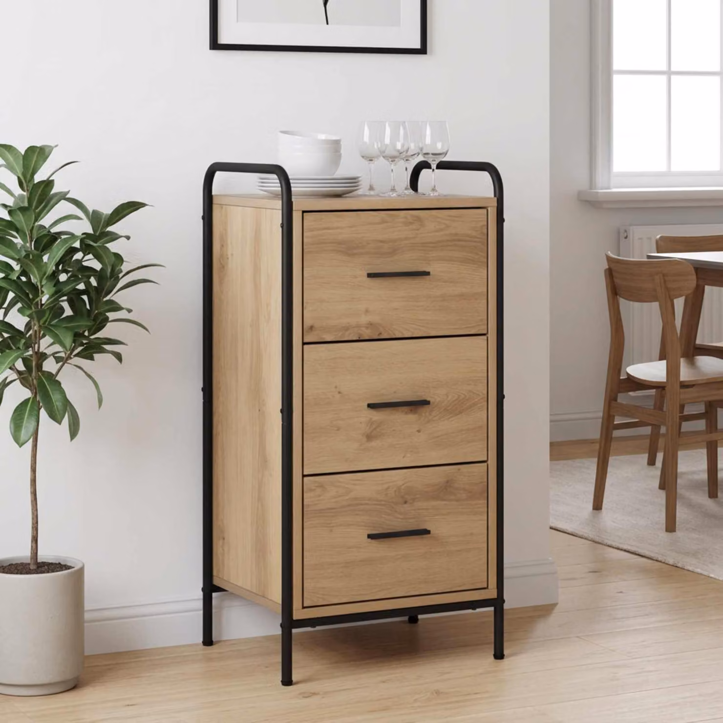 Credenza moderna vidaXL in rovere marrone per soggiorno e sala da pranzo L 97 cm, P 33 cm, H 81 cm