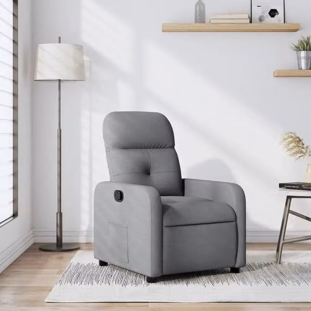 Poltrona Reclinabile in Tessuto Grigio Chiaro 374197