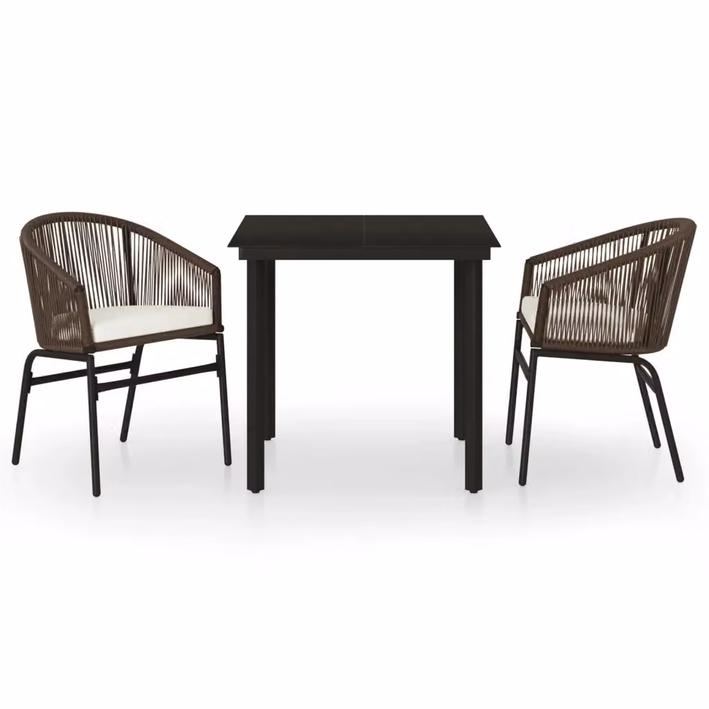 Set da pranzo da giardino moderno vidaXL in metallo e vetro con piano a ribalta, marrone – 2