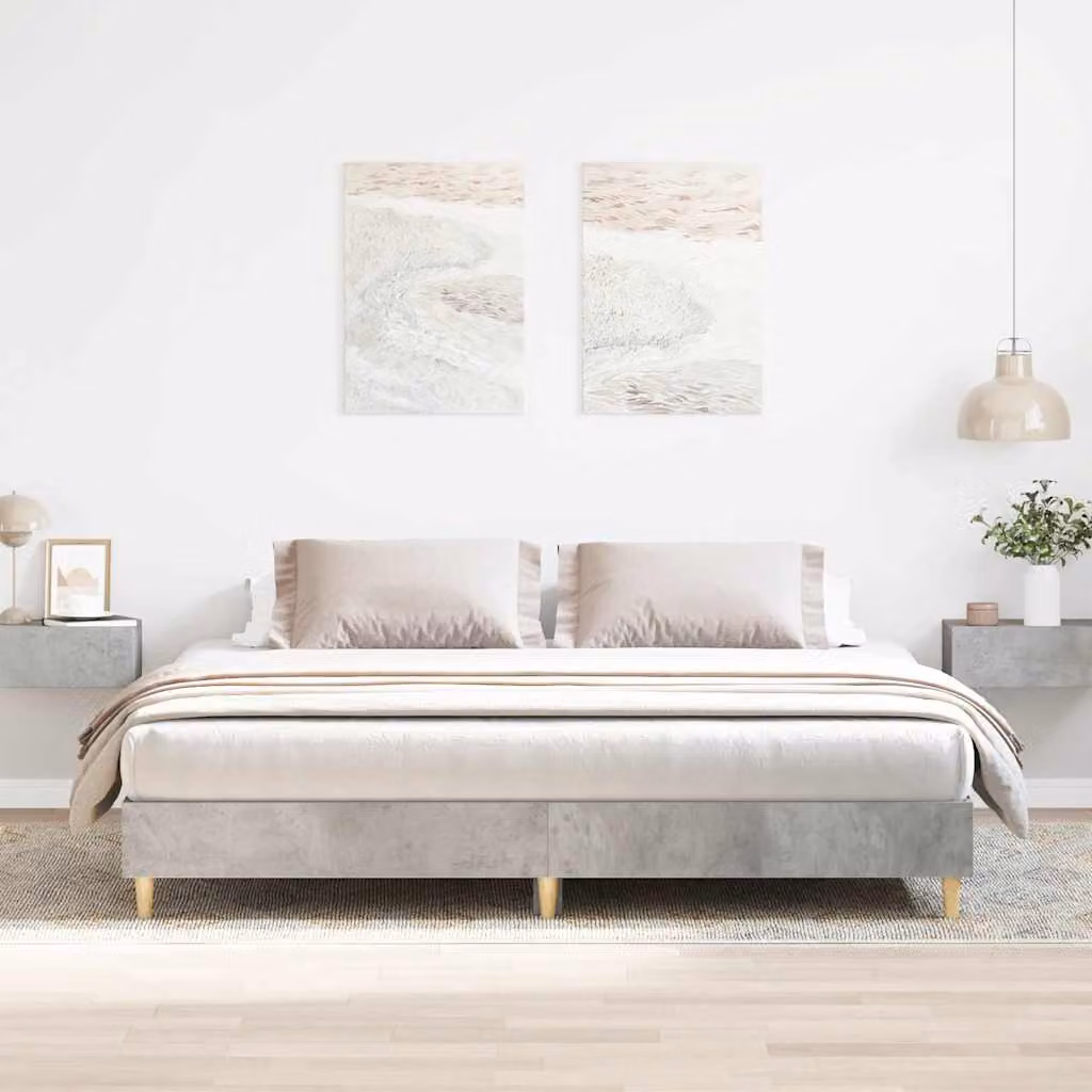 Giroletto senza materasso vidaXL in legno e MDF, Grigio Cemento, 200 x 200 cm