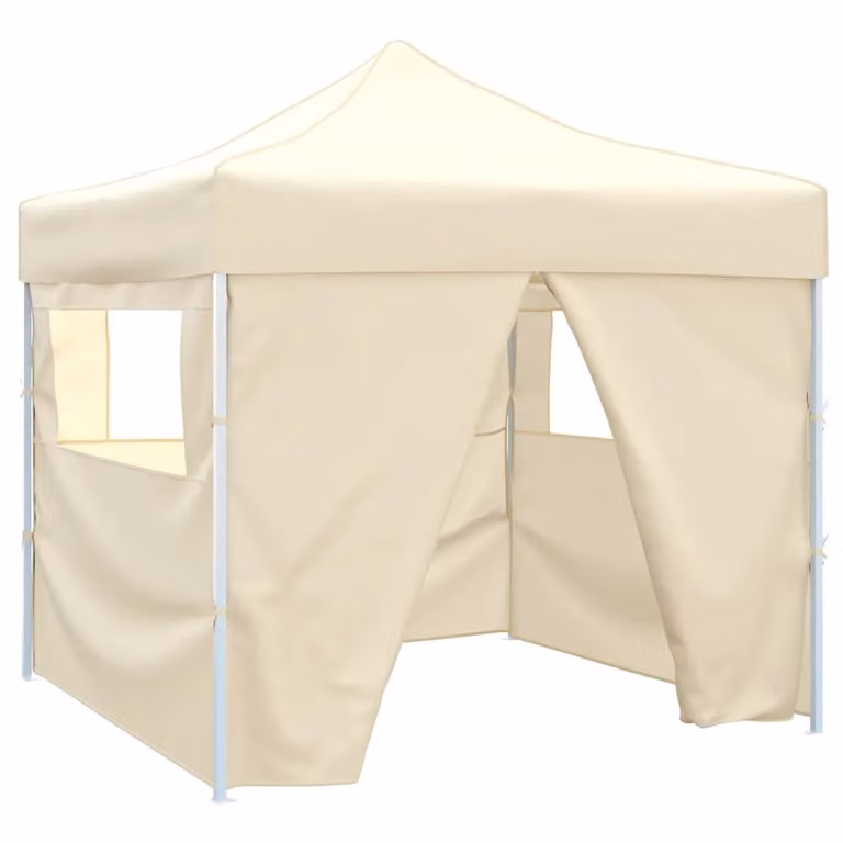 Tenda Pieghevole vidaXL Beige con Finestra in Poliestere e Acciaio