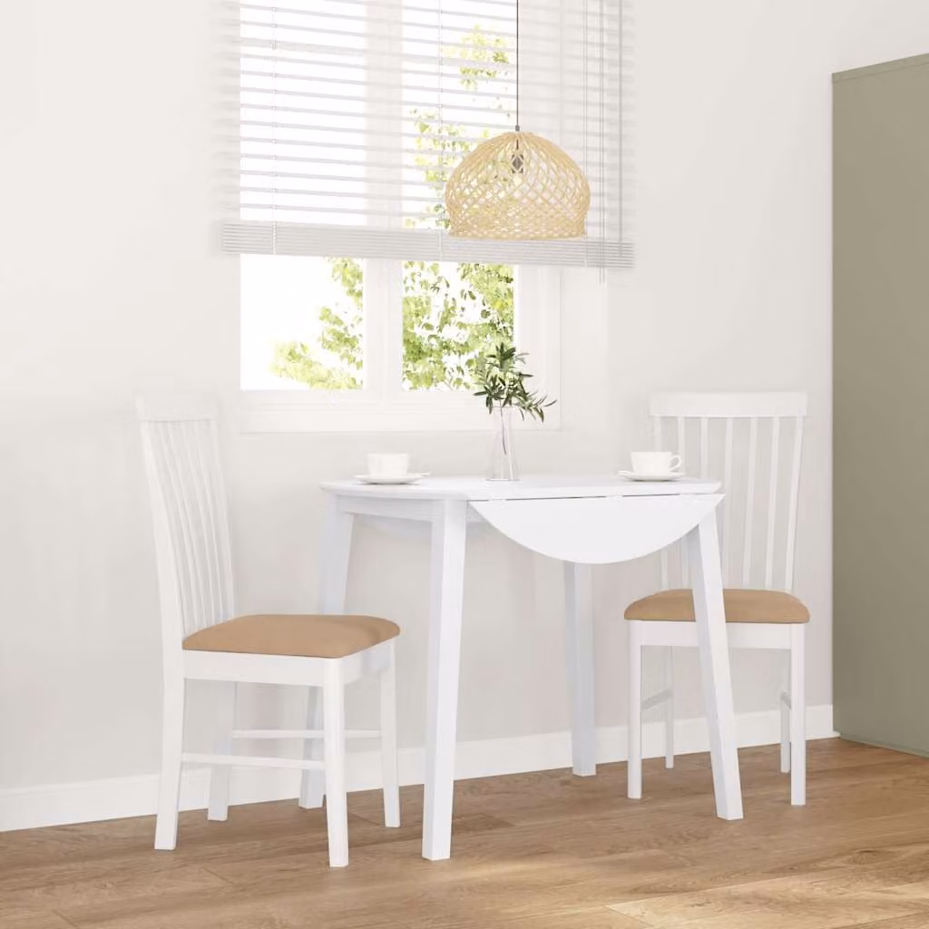 Set di 2 sedie da pranzo con cuscini vidaXL in legno di hevea bianco e marrone