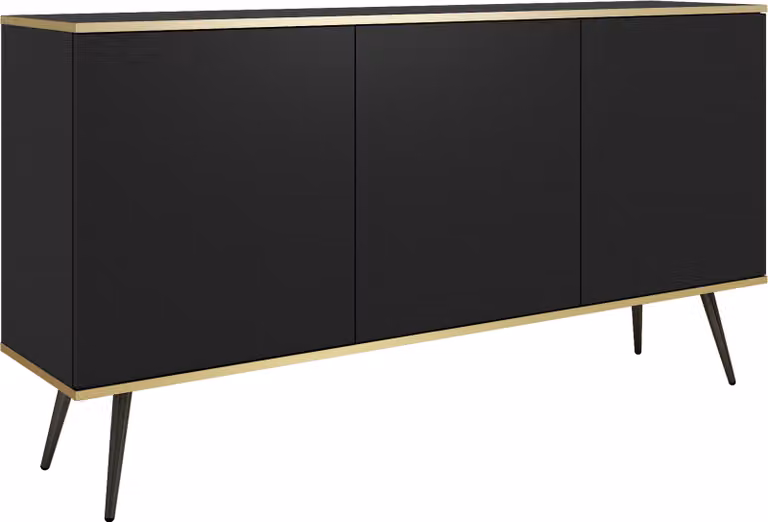 Cassettiera: nera, gambe nere, 160 x 85 x 39 cm
