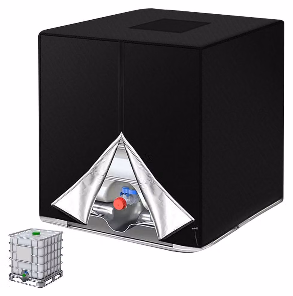 Copertura IBC per serbatoi d'acqua, capacità 1000 litri, impermeabile, antipolvere, con protezione UV, dimensioni 120 x 100 x 116 cm, colore nero
