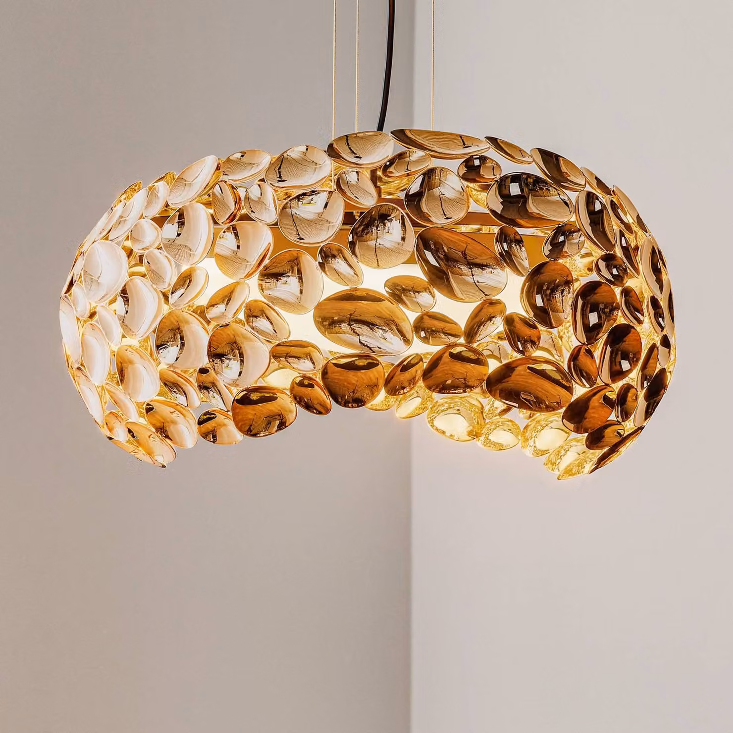 Schuller Valencia LED sospensione Narisa Ø 46 cm oro rosé/marrone, Soggiorno / Sala da pranzo, Metallo, Design