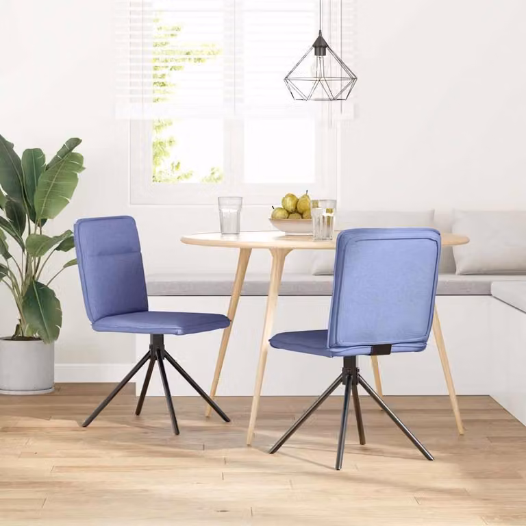 Sedie da Pranzo 2 pz Blu Jeans in Tessuto