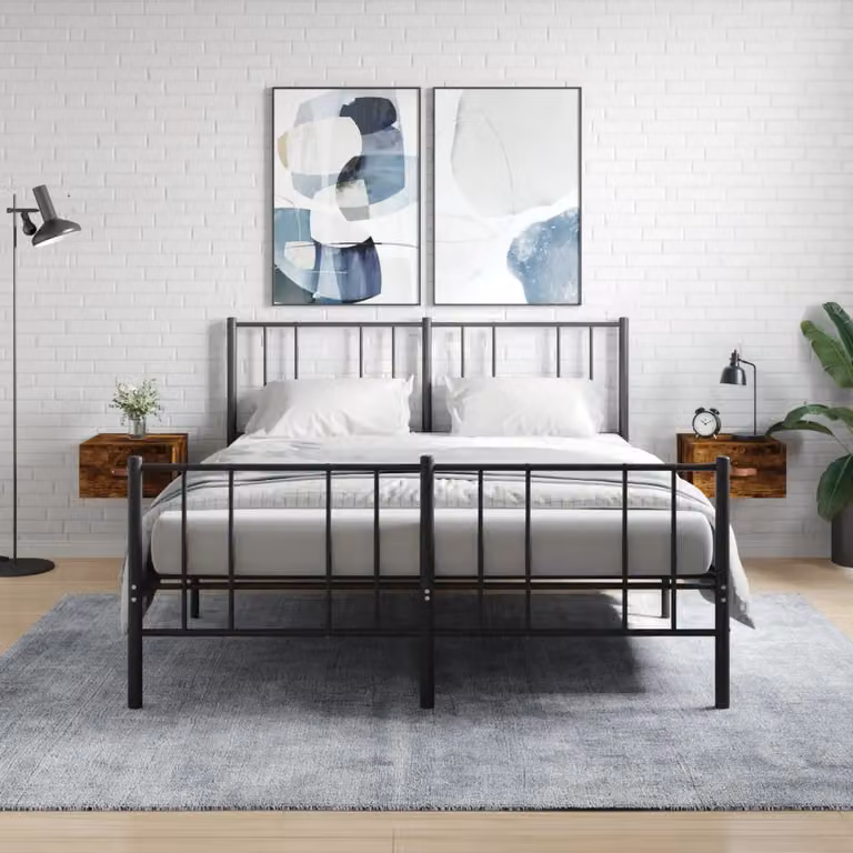 Set di 2 comodini da muro vidaXL in rovere fumo L/P/H: 35 x 35 x 20 cm