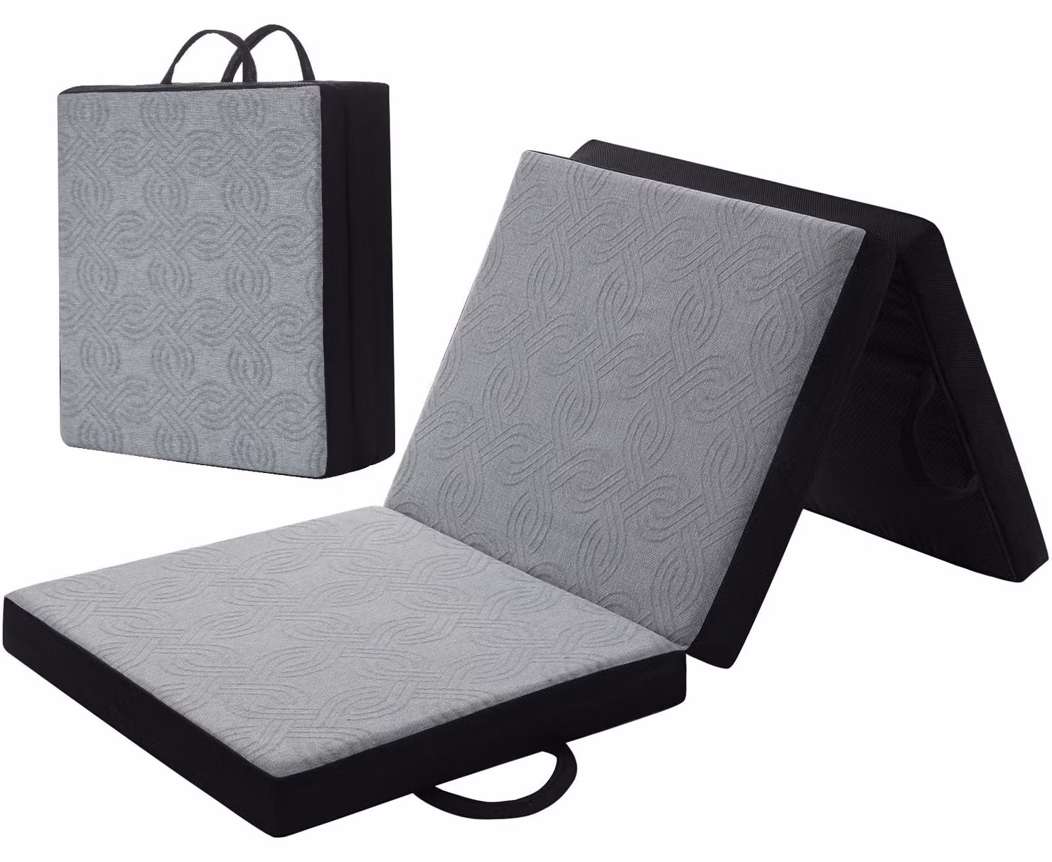 Materasso pieghevole in memory foam, dimensioni 140x190x10 cm, pieghevole in tre parti, rivestimento lavabile