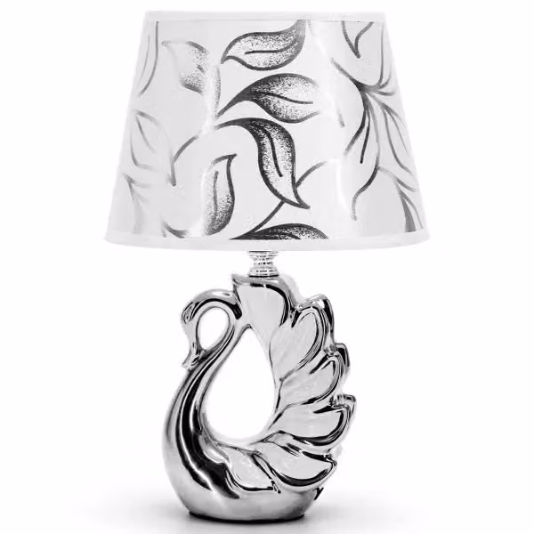 Lampada da tavolo in Vetroceramica con base a cigno 33 cm argento