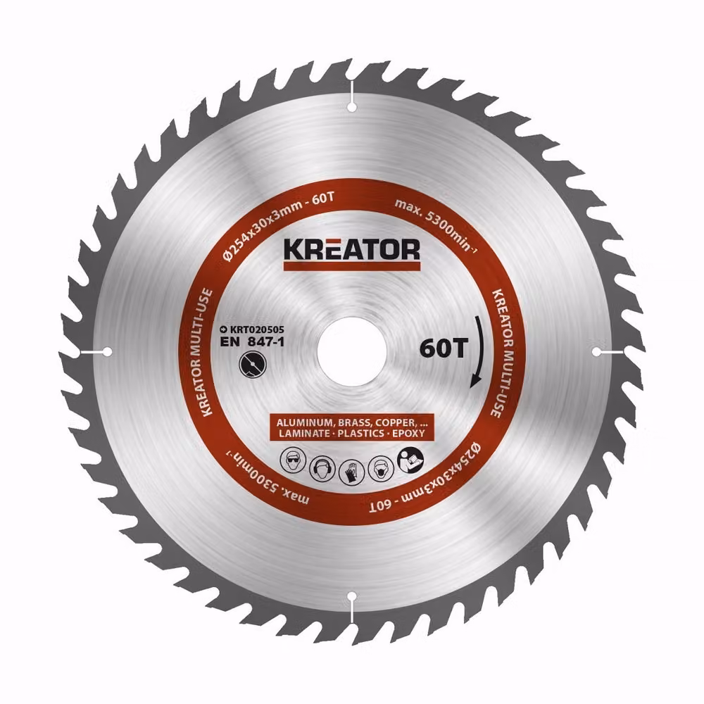 Lama circolare per metallo legno PVC ø 254 x 30 x 3 mm 60 denti + anelli di riduzione