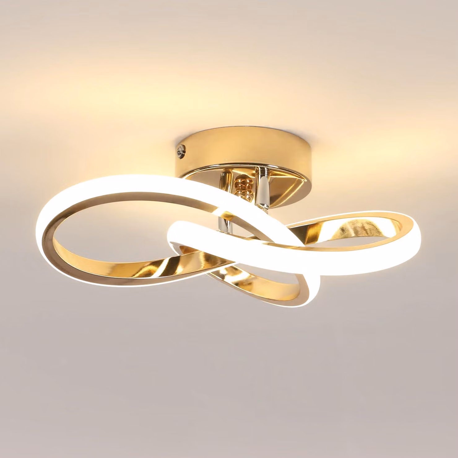 Comely, plafoniera a LED moderna, 22W, 2500 lumen, colore oro naturale, temperatura di colore 4500K