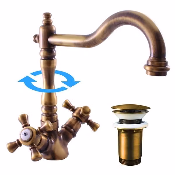 Slezák-RAV Miscelatore per lavabo Slezák RAV Morava Retro MK321/8SM Colore: ottone vecchio, Dimensione: 1/2''