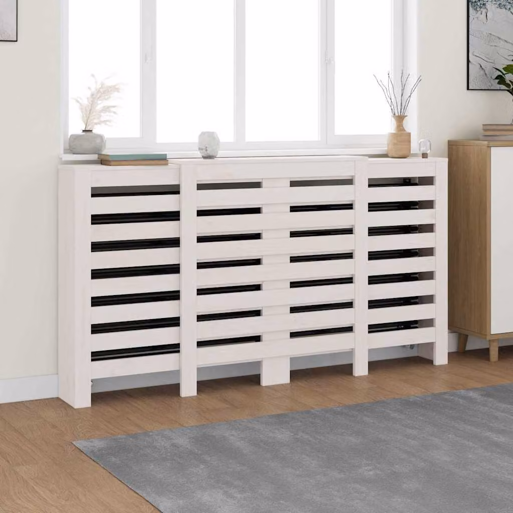 Copertura termosifone vidaXL in legno massello di pino bianco, L 210 cm x P 21 cm x H 85 cm