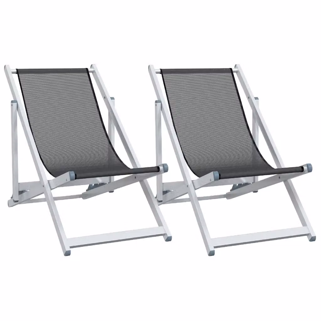 Set di 2 sedie pieghevoli vidaXL in alluminio grigio e tessuto Textilene resistente ai raggi UV – 2