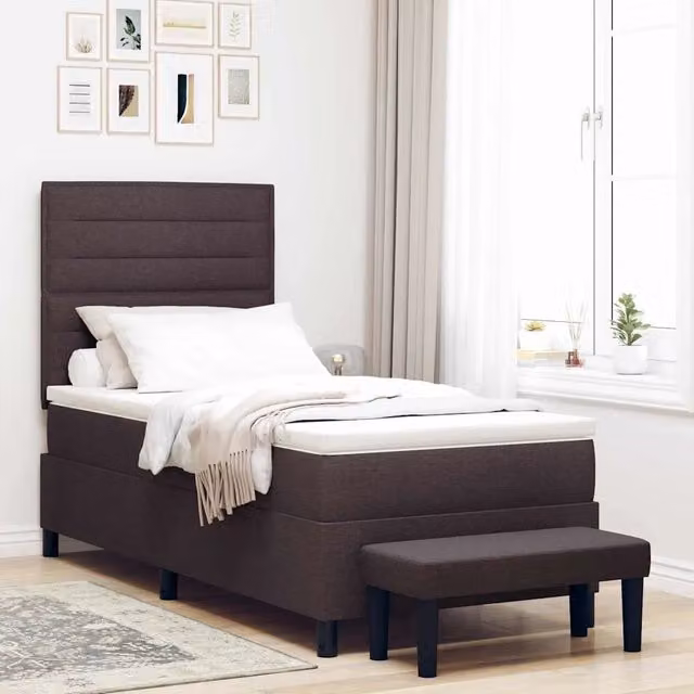 Letto Ibrido con Molle a Tasche e Testiera vidaXL, Marrone, L/P/H: 90 x 200 x 128 cm – 1