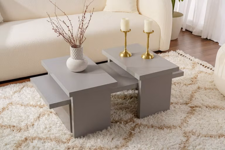 Skye Decor, Sanctuary - Grey, tavolino, grigio, 100 % truciolato rivestito in melamina, 110 x 45 x 41,5