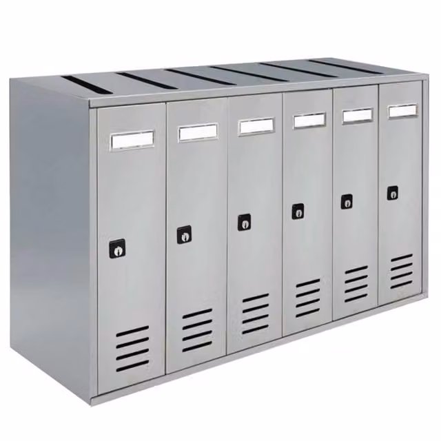 ALUBOX CUBO Cassette Postali Condominiali da 6 Posti in Lamiera Zincata, Colore Argento RAL 9006, L/P/H: 38,5 x 63 x 25 cm