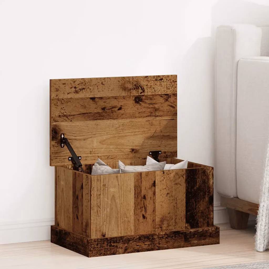 Scatola portaoggetti vidaXL in legno multistrato color marrone stile rustico L 50 cm x P 30 cm x H 28 cm