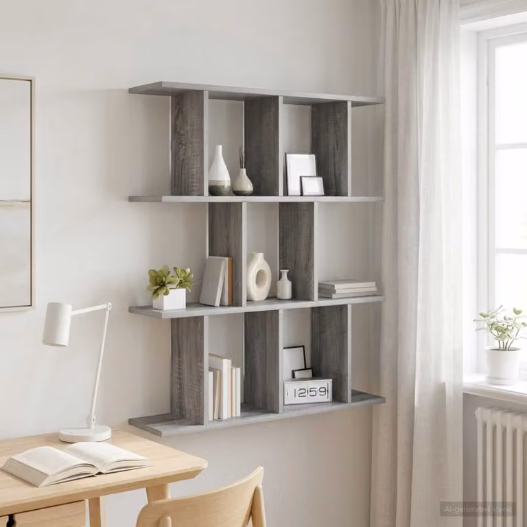 Scaffale da parete moderno vidaXL in MDF grigio L: 80 cm, P: 20 cm, H: 96 cm