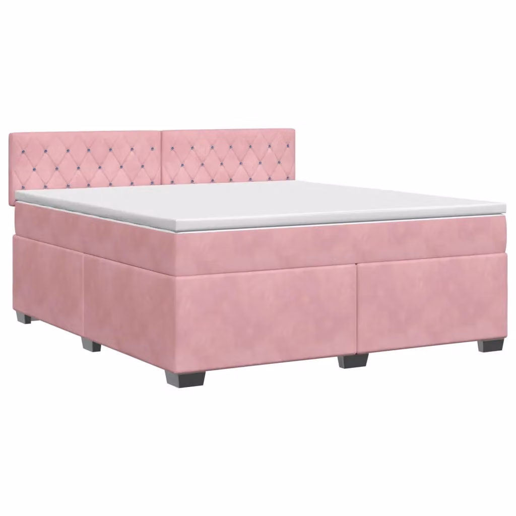 Letto box spring con materasso vidaXL in velluto rosa, L/P: 140 x 200 cm – 2