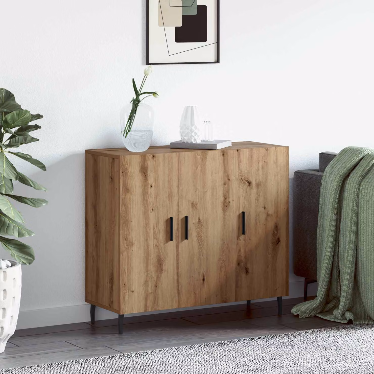 Credenza moderna vidaXL in legno color marrone L: 90 cm, P: 34 cm, H: 80 cm