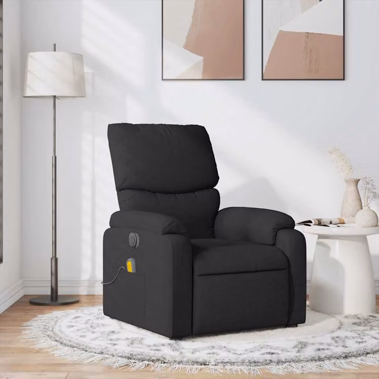 vidaXL Poltrona Reclinabile Relax Moderna in Tessuto Nero con Braccioli