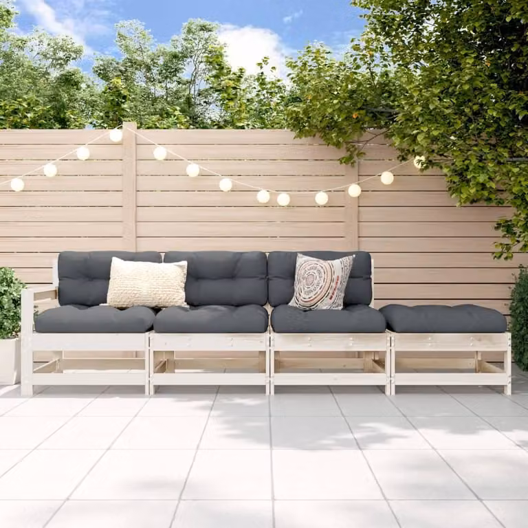 Maison Exclusive - Set da giardino 4 pezzi bianco in legno massello di pino