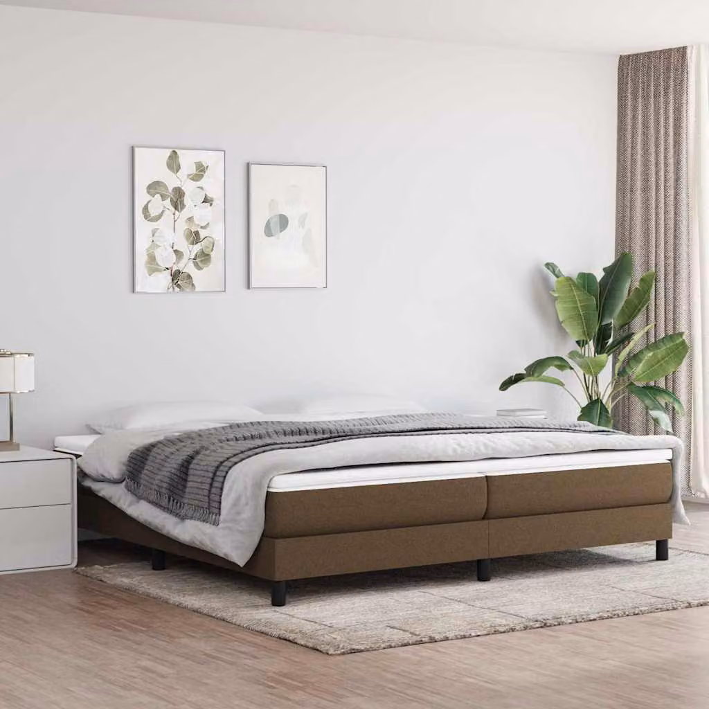 vidaXL Struttura Letto a Rete a Molle in Tessuto Marrone Scuro L: 200 cm, P: 200 cm, H: 25 cm
